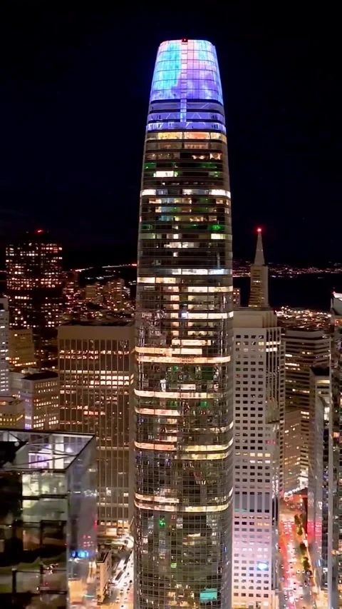 View of city skyline at night Stock Footage 270164026