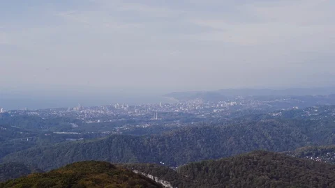View of the city of Sochi from the observation tower located on Mount Akhun. Stock Footage 107031617