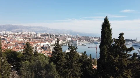 View of city Split from park Marjan on a sunny day Video stock 102621059