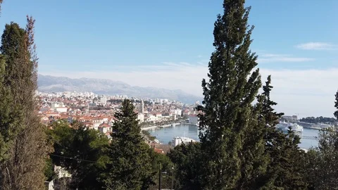 View of city Split from park Marjan on a sunny day Video stock 102621117