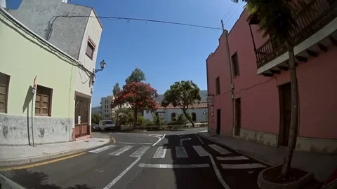 View on city streets through a window of a car Stock Footage 72176990