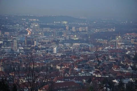 View of the city of Stuttgart from a view point in the city Stock Photos