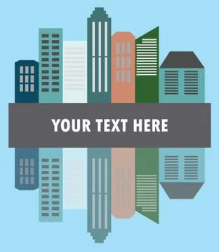 View of the city in style flat, vector illustration. Illustrazione stock