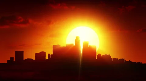 View of the city at sunrise Stock Footage 22804707