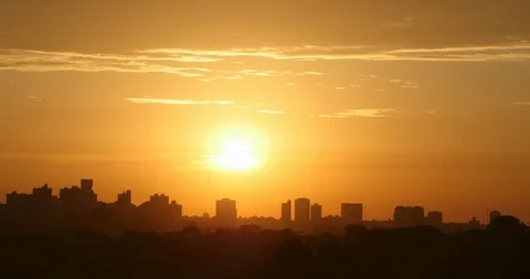 View Of The City At Sunrise Stock Footage 86520484