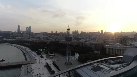 View of city at sunset Stock Footage 255020302