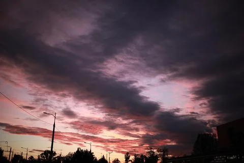 A view of a city at sunset Foto stock
