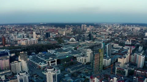 View of the city at sunset in summer Stock Footage 195097789