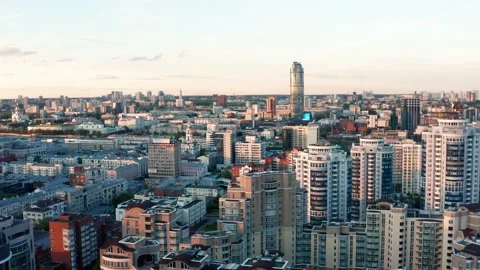 View of the city at sunset in summer Stock Footage 195097880