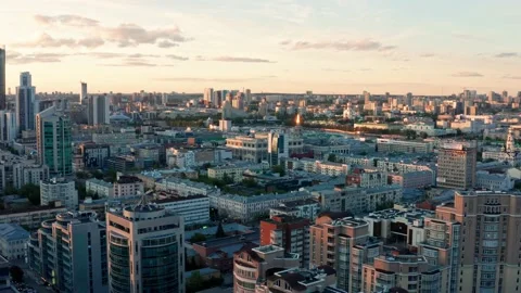View of the city at sunset in summer Stock Footage 195097974