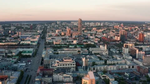 View of the city at sunset in summer Stock Footage 195098548