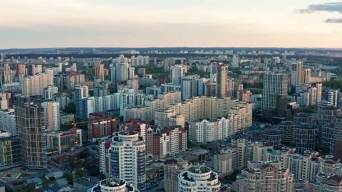 View of the city at sunset in summer Stock Footage 195102915