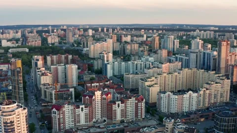 View of the city at sunset in summer Stock Footage 195102957