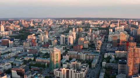 View of the city at sunset in summer Stock Footage 195103535
