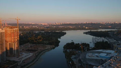 A view of a city with tall buildings Stock Footage 129242510