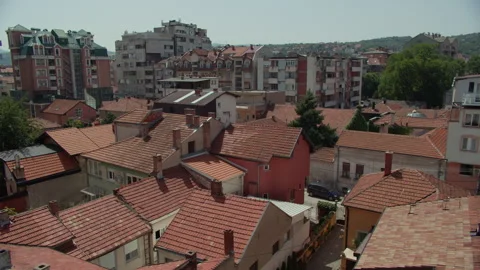 View of the city tiled roofs Stock Footage 270071531
