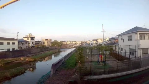 View of city from train Stock Footage 71342011