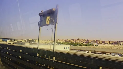 A view of a city from a train window Stock Footage 292238959