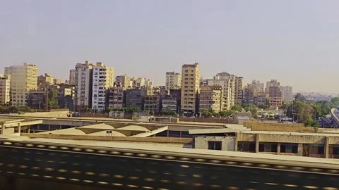 A view of a city from a train window Stock Footage 292240624