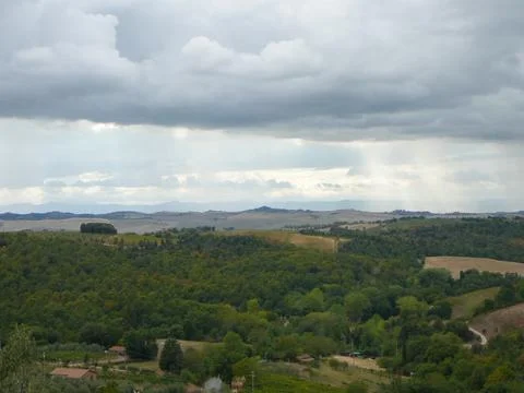 View of the city of Trequanda Stock Photos