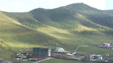 View of the city of Ulaanbaatar from a high mountain, Mongolia. Stock Footage 304907482
