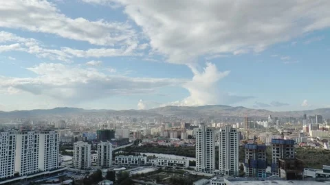 View of the city of Ulaanbaatar from a high mountain in Mongolia. Timelapse. Stock Footage 304907776