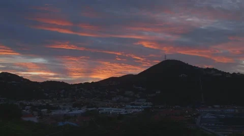 View of cityscape and mountain at sunset Stock Footage 60690916