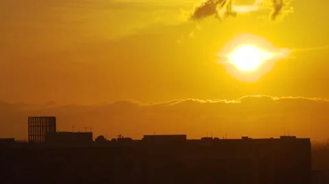 View of cityscape at sunset Stock Footage 54592716