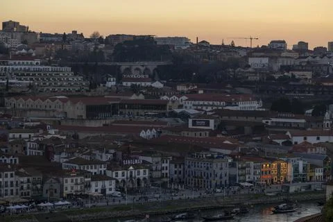 View of cityscape of Vila Nova de Gaia on the Douro river bank. Stock Photos