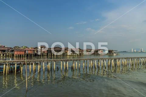 A view of a clan jetty, in George Town, Penang Island, Malaysia, Southeast Asia, Stock Photos