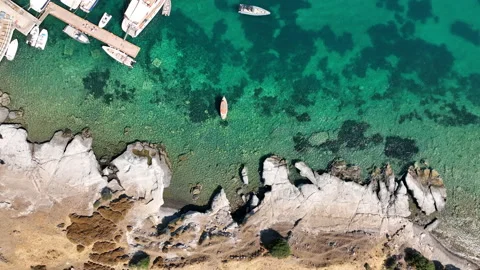 View of clear waters and rocks from above Stock Footage 235201645