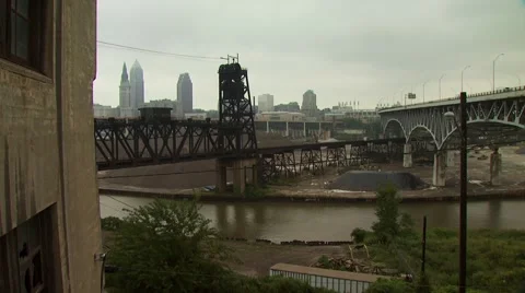 View of Cleveland cityscape Stock Footage 55570495