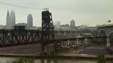 View of Cleveland cityscape Stock Footage 55570499