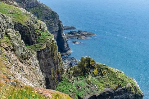 View of a cliff face  in Anglesey Stock Photos