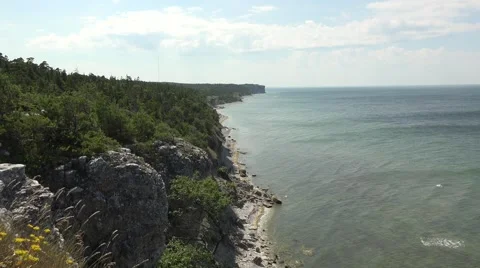 View from a cliff on Gotland 스톡 동영상 47926014