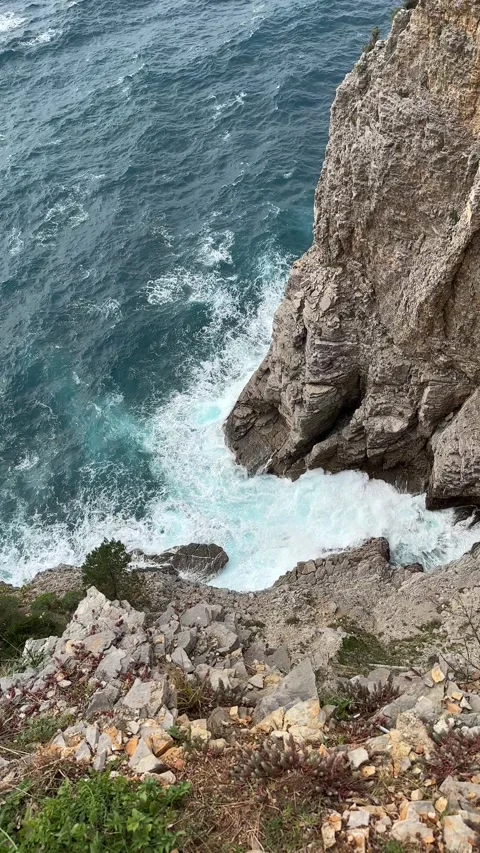 View from the cliff to the majestic powerful storm Stock Footage 268844342