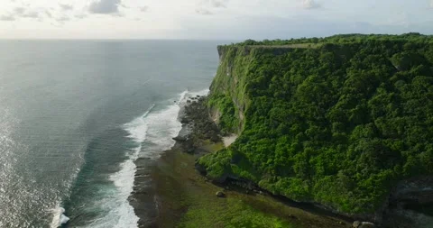 View from cliff of ocean in natural landscape. Nyang Nyang beach, Bali Stock Footage 274736554