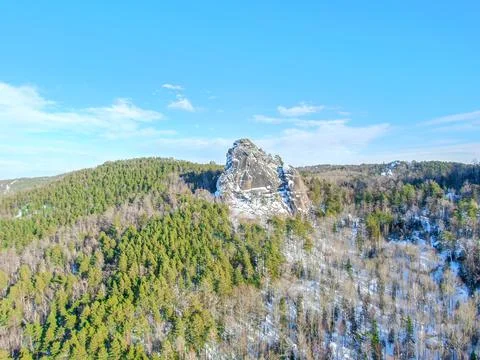 View of the cliff at the top of the mountain Stock Photos