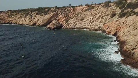 View of cliffs along coast Stock Footage 237053291