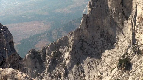 View of cliffs and  southern coast of Crimea from top of Mount Ai-Petri. Stock Footage 106800007
