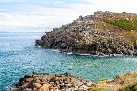 View of the cliffs around Pointe du Millier, in Finistre, Brittany, France. 写真素材