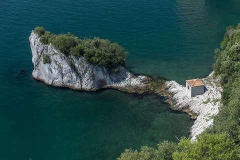 View of the cliffs of di Duino Stock Photos