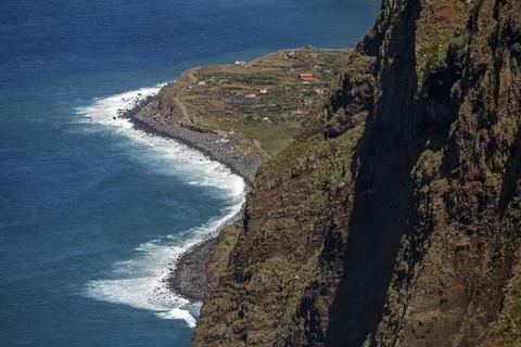 View of the cliffs from the Miradouro da Boa Morte Ponta do Pargo Madeira Stock Photos