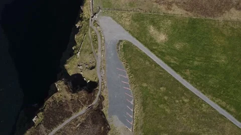 View of the Cliffs of Moher from above. Line of rocks and ocean. Stock Footage 175460754