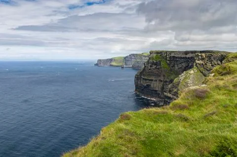 View of the Cliffs of Moher on the Irish coast. Stock Photos
