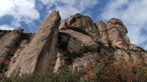 View to the cliffs at the mountains of Montserrat, Spain. Stock Footage 61544380