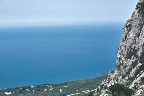 View from the cliffs on the sea coast Stock Photos