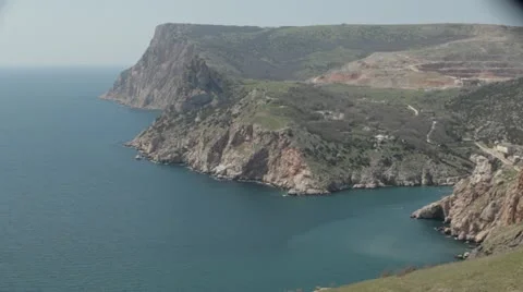 View from the cliffs to the sea. Stock Footage 22157124