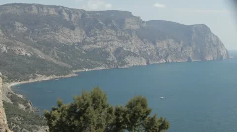 View from the cliffs to the sea. Video stock 22157278
