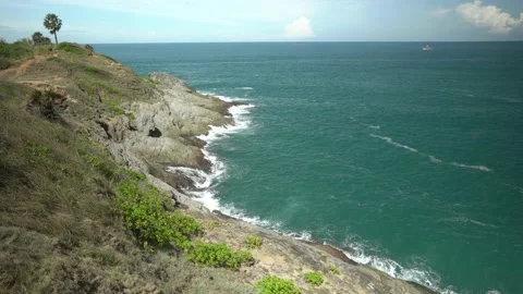 View of the cliffs by the sea Stock Footage 159329363